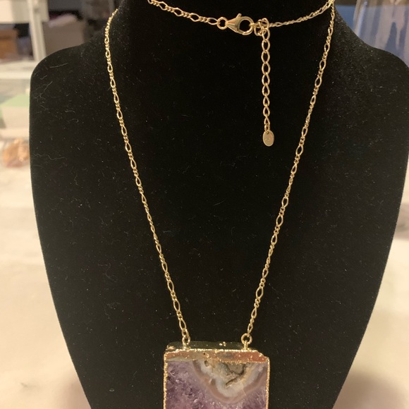 Gold plated necklace with amethyst - Picture 2 of 5